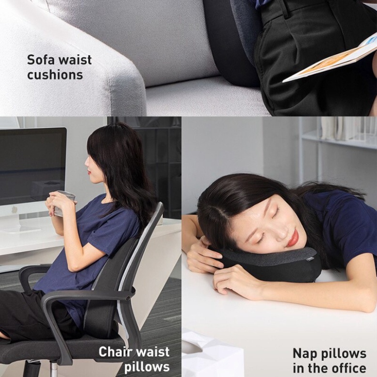 Bộ Gối Tựa Lưng Và Gối Tựa Đầu Cao Su Non Baseus Dùng Trên Ô Tô Hoặc Văn Phòng Giúp Cố Định Tư Thế Ngồi - TopLink