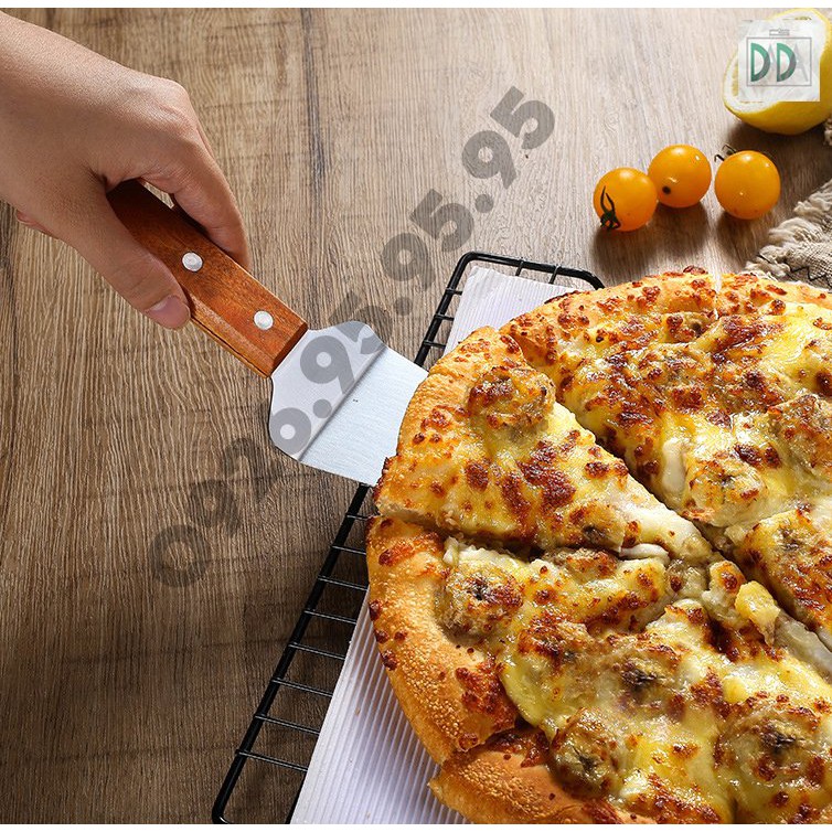 Xẻng xúc đỡ pizza inox,Xẻng xúc bánh, dỡ bánh pizza cán gỗ cao cấp - DỤNG CỤ LÀM BÁNH