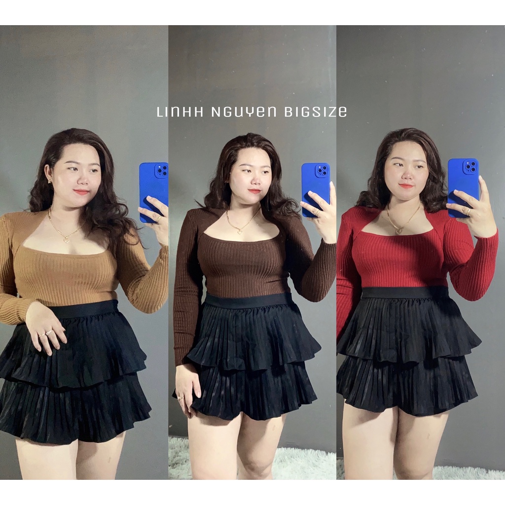 Áo Len Cổ Vuông Quảng Châu Tay Dài Bigsize