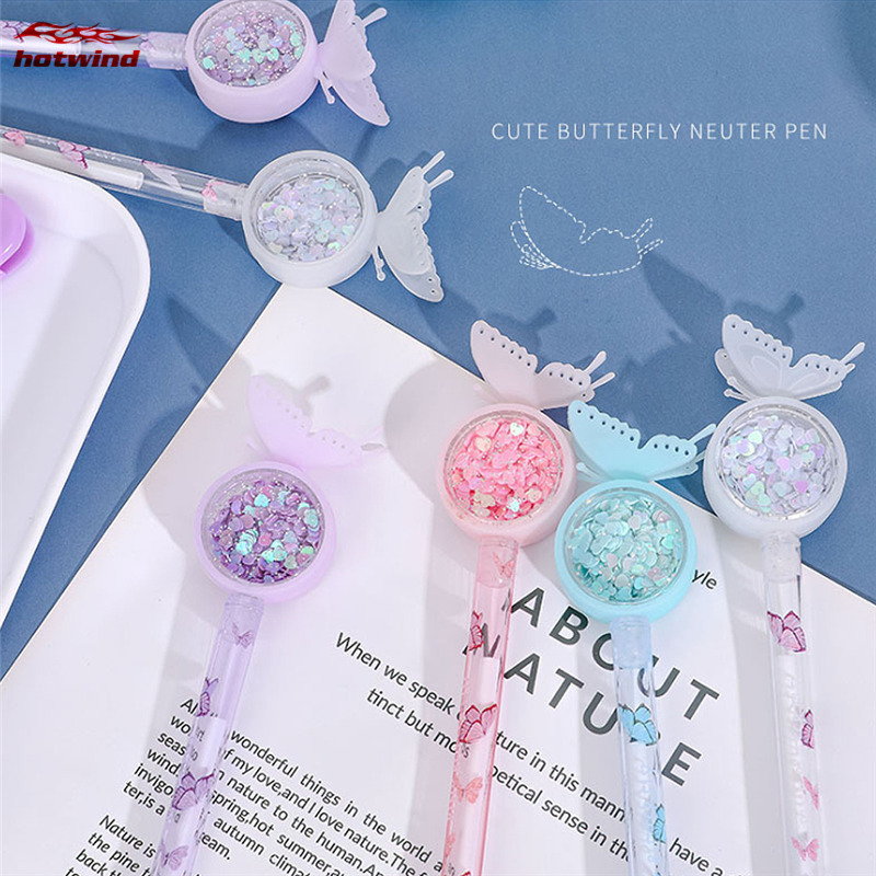 Bút mực gel ký tên kiểu bươm bướm hoạt hình đính kim sa đuổi muỗi được đáng yêu