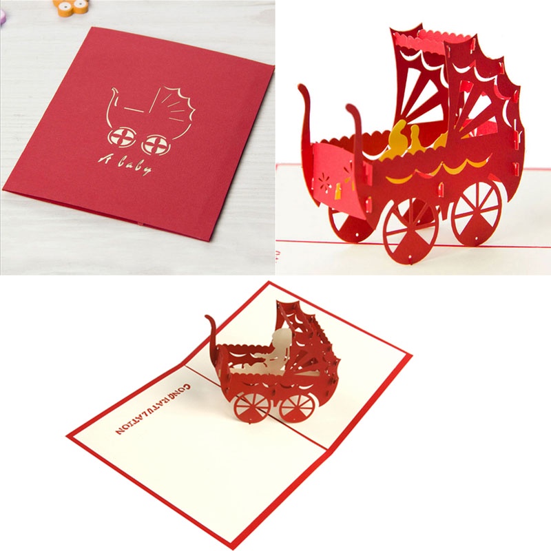 Thiệp 3D Bằng Giấy Thủ Công Dùng Cho Tiệc Sinh Nhật / Tiệc Mừng Em Bé