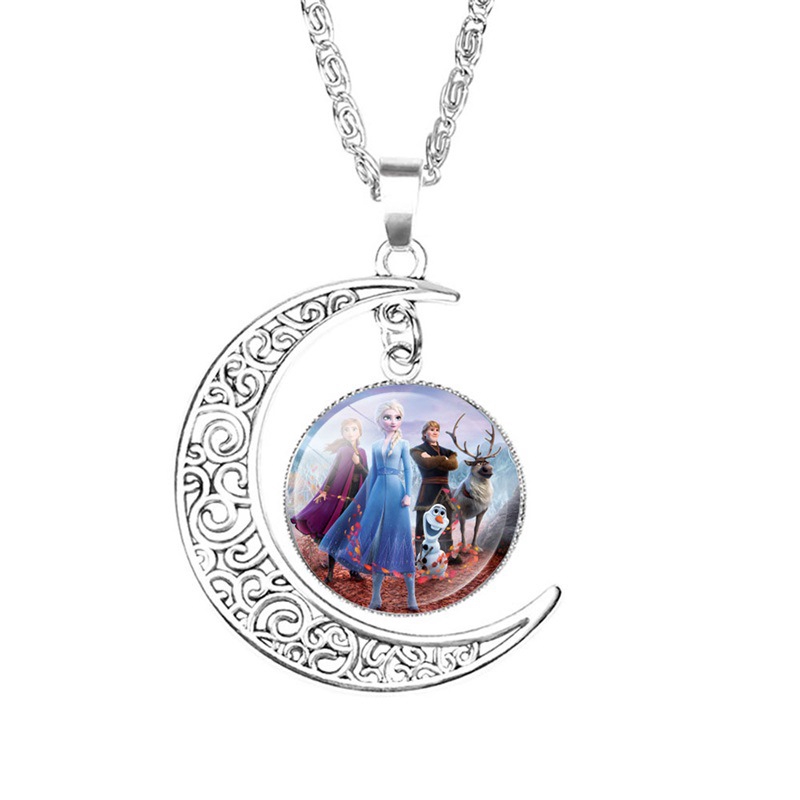 Phụ Kiện Thời Trang Bé Gái Frozen Vòng Cổ Công Chúa Anna Elsa Họa Tiết Mặt Trăng Dễ Thương Mặt Dây Chuyền Choker Dây Xích Cô Gái