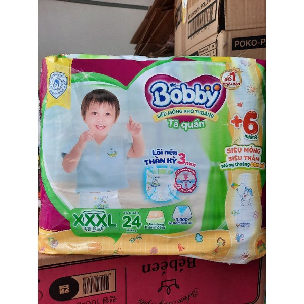 [TẶNG 6 MIẾNG]Tã quần bobby size XXXL 24 miếng tặng  6 miếng,bĩm quần bobby siêu thấm xxxl24 miếng cho bé 20-35kg