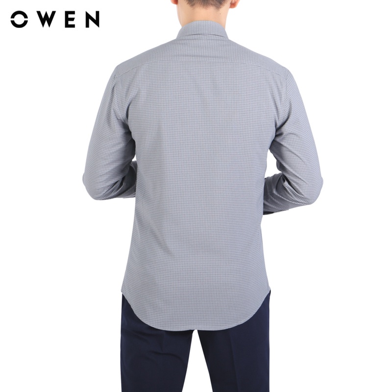Áo sơ mi dài tay nam Owen Nano Regular Fit màu Ghi trắng - AR23666D