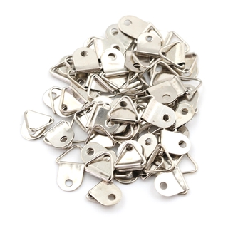 [LuckyToday] 50pcs Silver Triangle Mirror Hangers Strap D-Ring Hanging Picture Frame Hooks