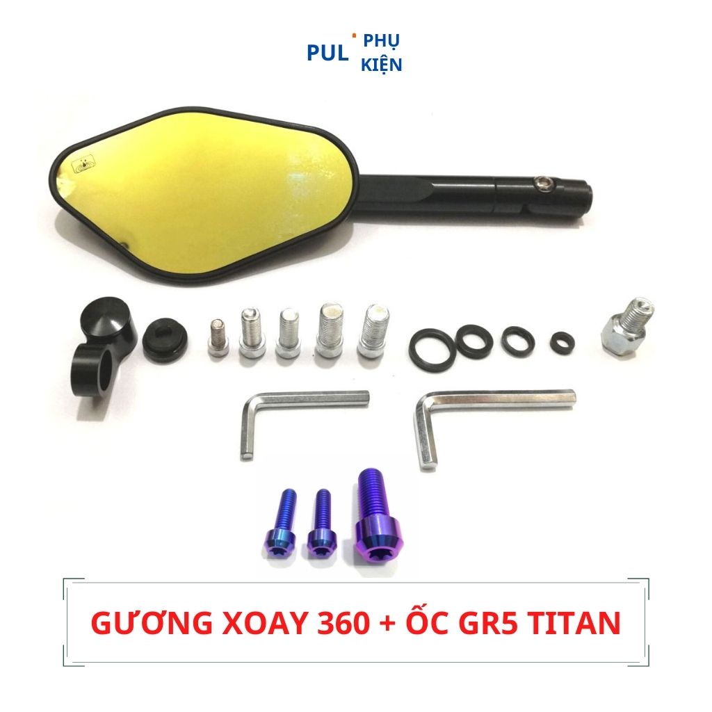 Gương xe máy thời trang mini Rizoma Elisse màu cán xoay 360 kèm ốc GR5 cao cấp cho xe Wave Airblade AB SH SH Mode...