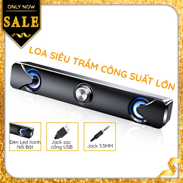 Loa Thanh Soundbar Gaming Siêu Trầm SADA V-110 Có Đèn LED Xanh Dùng Cho Tivi - Máy Vi Tính PC - Laptop Loa Công Suất Lớn