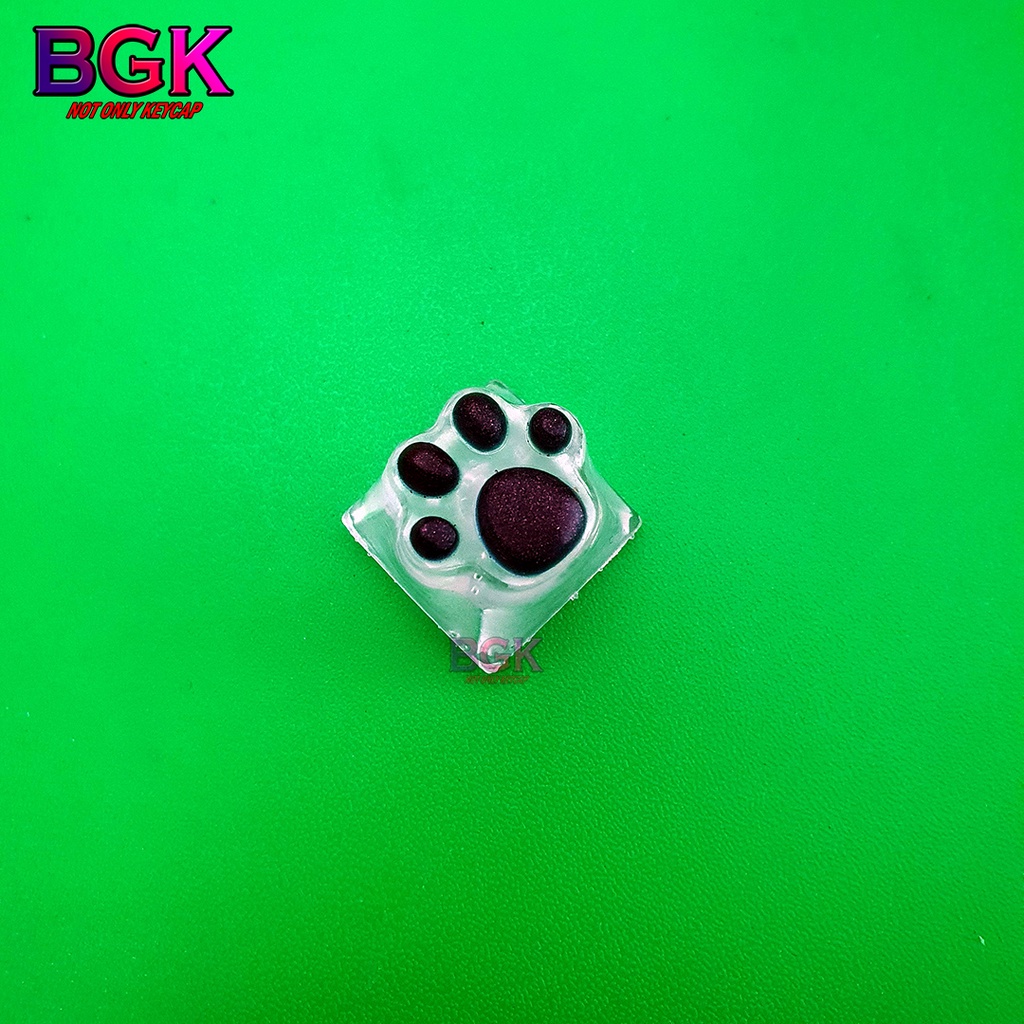 Keycap Lẻ Artisan Dấu Chân Mèo dễ thương đen trong suốt ( cast resin nhiều lớp, Keycap bàn phím cơ,keycap resin độc lạ )