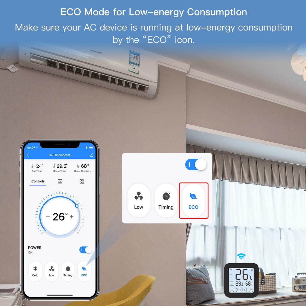 Bộ Điều Khiển Nhiệt Độ Không Dây Cảm Ứng Màn Hình LCD