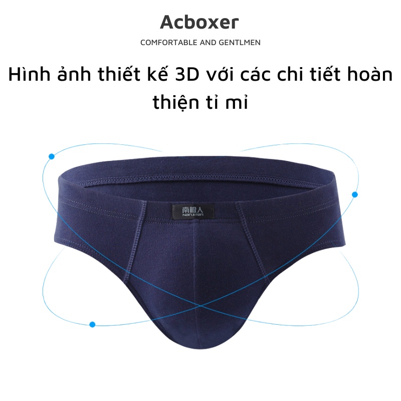 Combo 4 quần lót nam tam giác, quần sịp vải cotton mềm mại thoáng khí kháng khuẩn mẫu basic ACX10