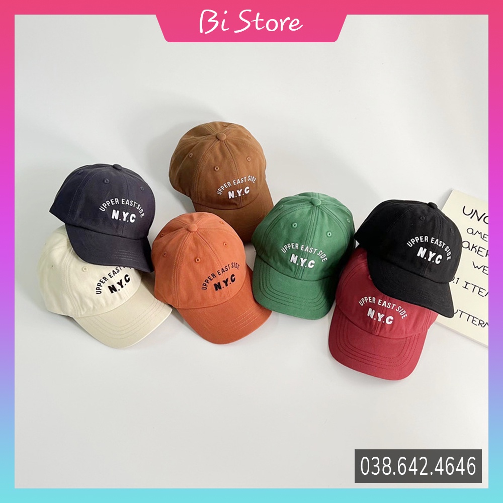 Mũ / nón lưỡi trai N.Y.C mẹ và bé vải cao cấp có 2 size người lớn trên 8 tuổi và trẻ em trên 2 tuổi kiểu dáng unisex