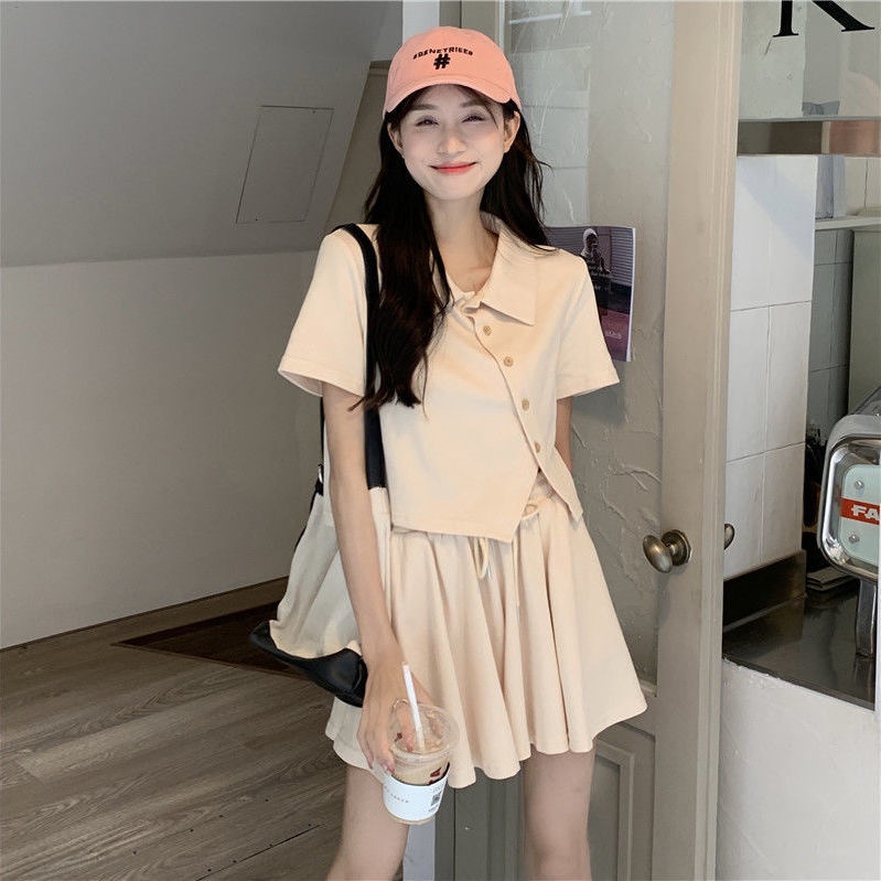 Bộ Đồ Polo Ngắn Tay Thiết Kế Lệch Tà Cá Tính Cho Nữ