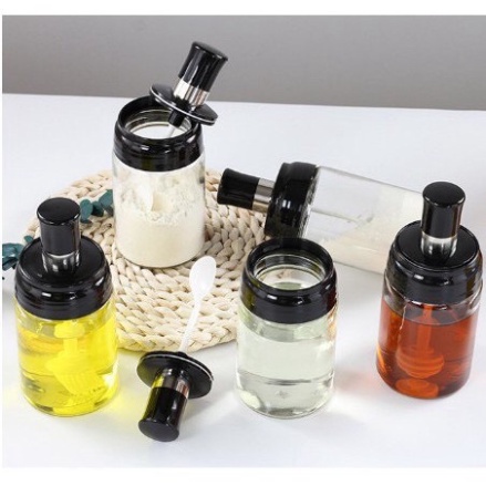 Siêu rẻ set 4 Hũ, lọ gia vị thủy tinh nhà bếp kèm thìa set đủ loại MANGO STORE