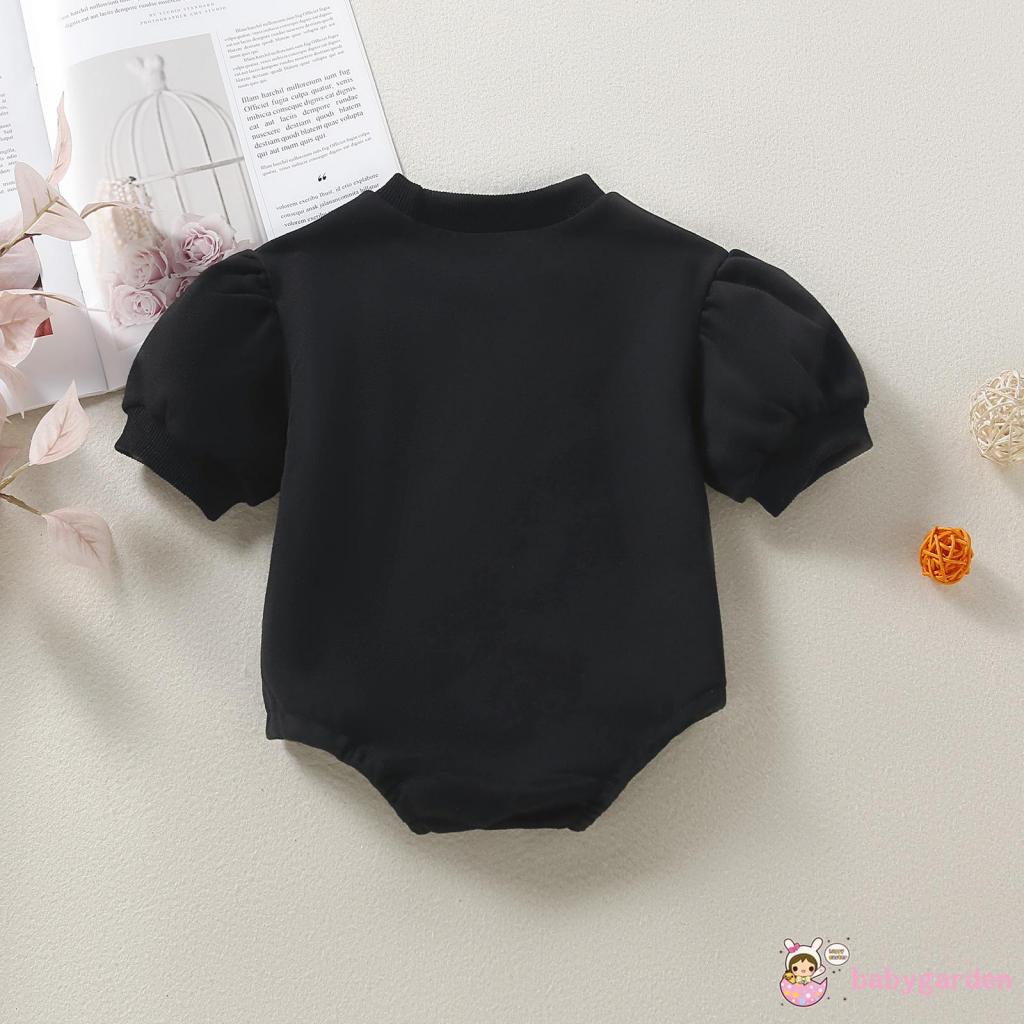 Bộ áo liền quần cổ tròn tay ngắn in chữ cài nút thời trang mùa hè cho bé