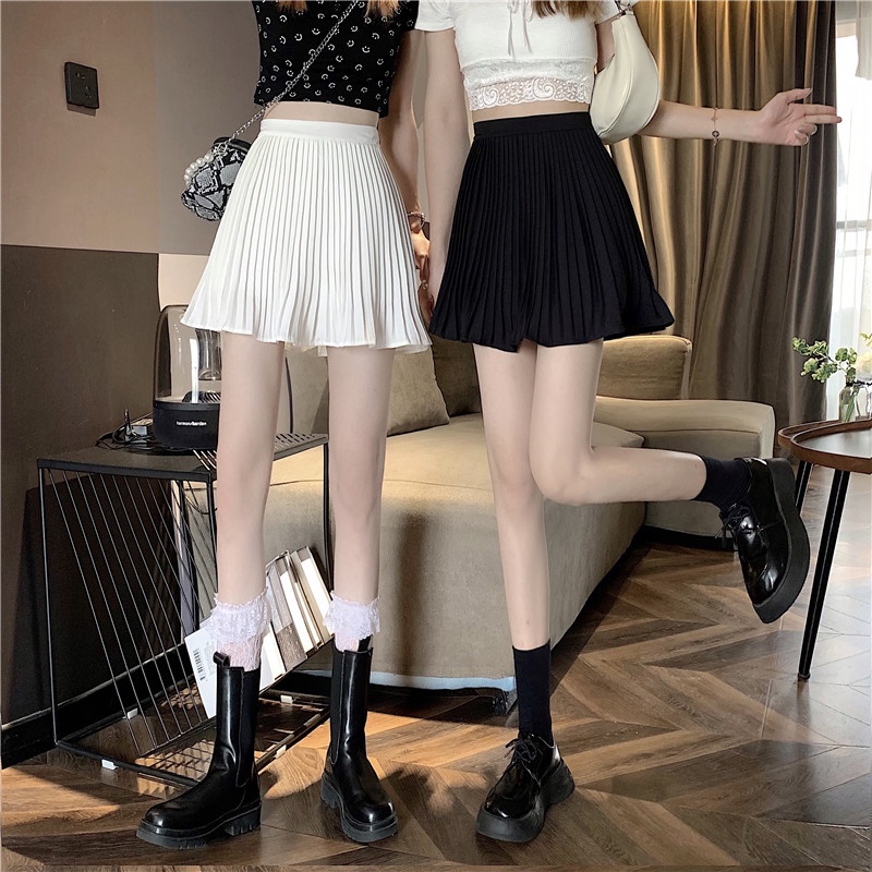 Chân Váy Chữ A Lưng Cao Xếp Ly Màu Đen Thời Trang Mùa Hè Hàn Quốc Cho Nữ | BigBuy360 - bigbuy360.vn