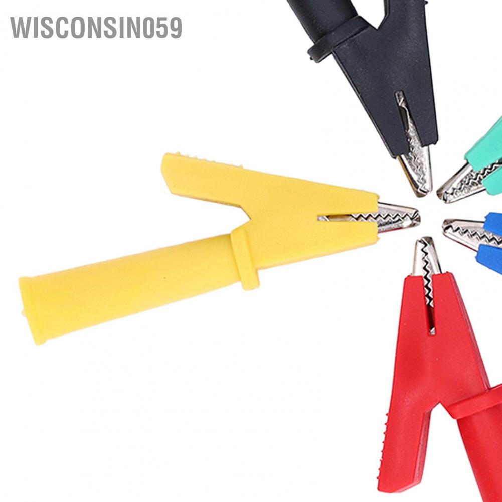 Wisconsin059 Crocodile Clip Insulated Test Clamp with 4mm Jack 5mm Opening Red Black Yellow Green Blue J.60048