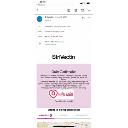 Serum Retinol + VitC của nhà StriVectin có chứa niacinamide