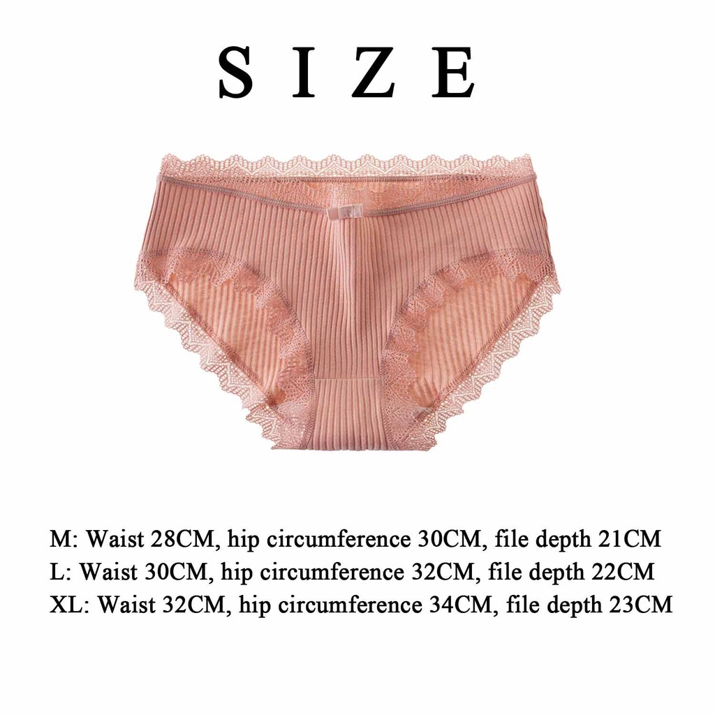 Quần Lót Cotton Mềm Phối Ren Không Đường May Nhiều Màu Sắc Cho Nữ