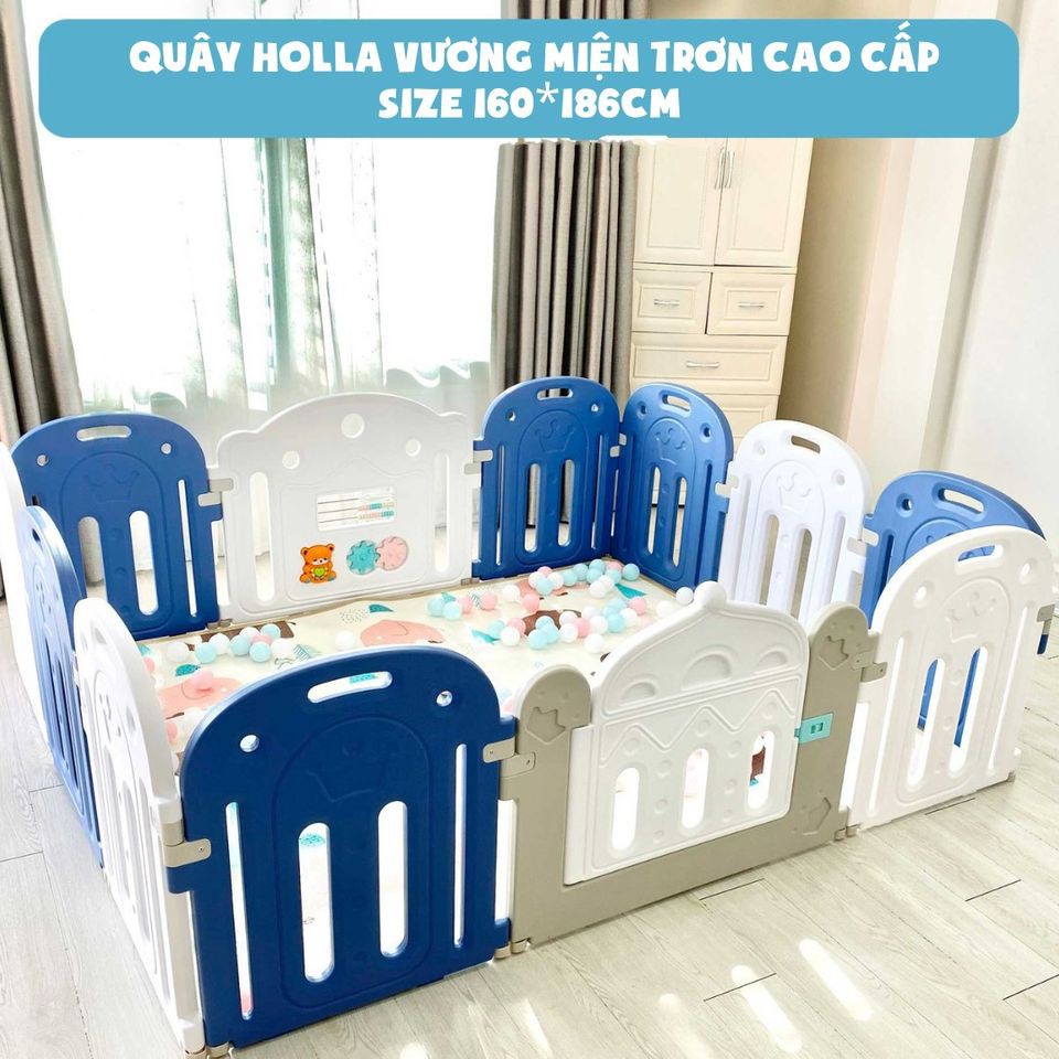 FREE SHIP !!! Quây 9BABY vương miện mẫu mới 2020 - CHÍNH HÃNG - XANH 186*216cm