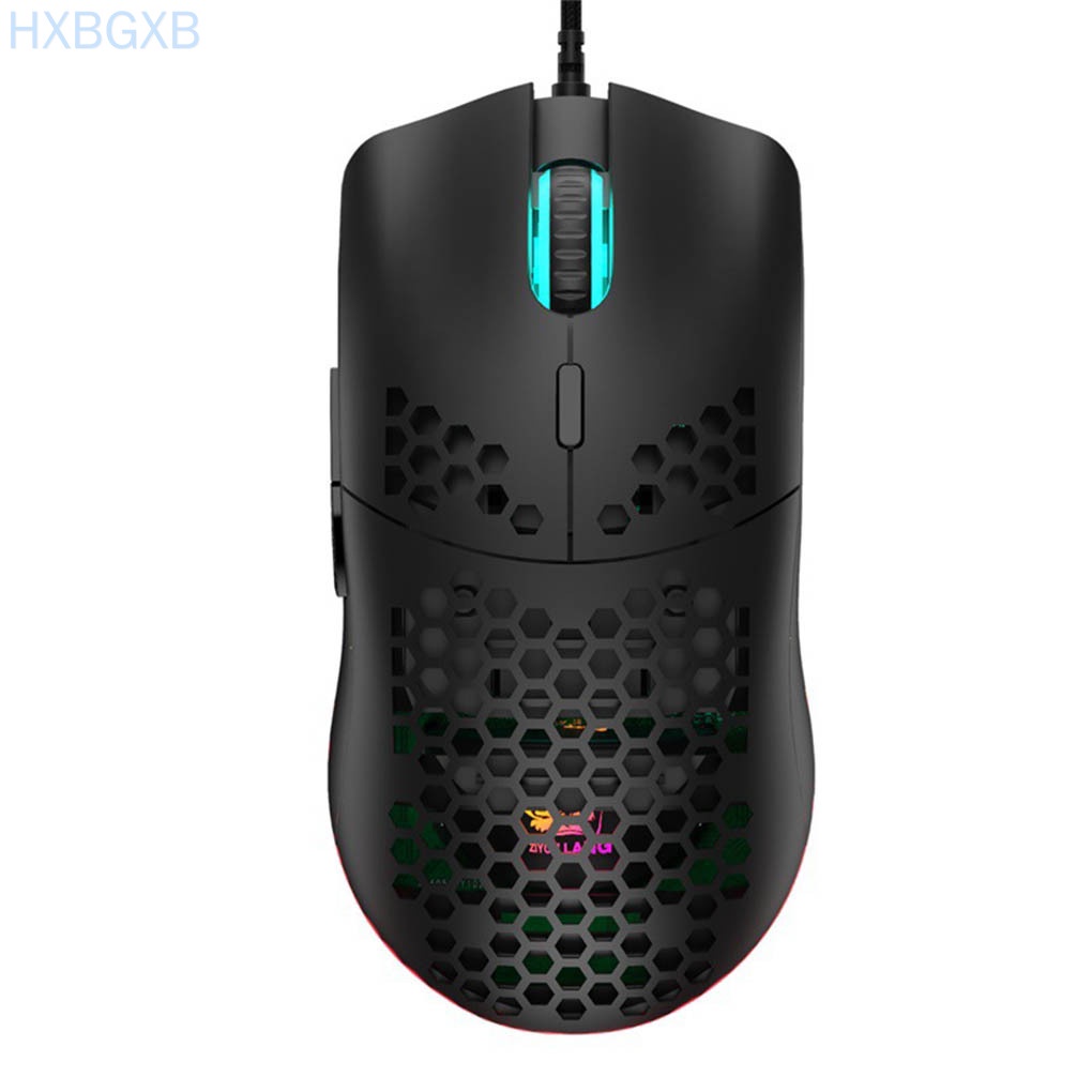 HXBG Gaming Mouse 12000DPI USB Wired Computer Mouse Lightweight LED Backlight Desktop Accessory, Black