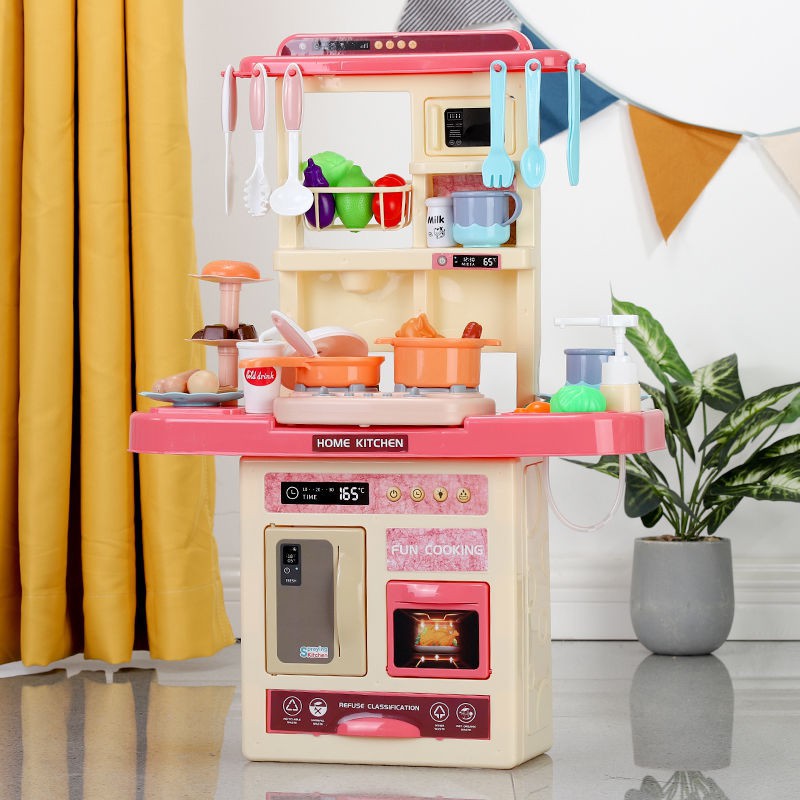 Bộ đồ ăn trẻ em đồ chơi Mô phỏng bộ đồ chơi nhà bếp lớn có thể dùng để nấu nướng và ăn cho 4 cô gái, 53 tuổi, 6 trẻ e