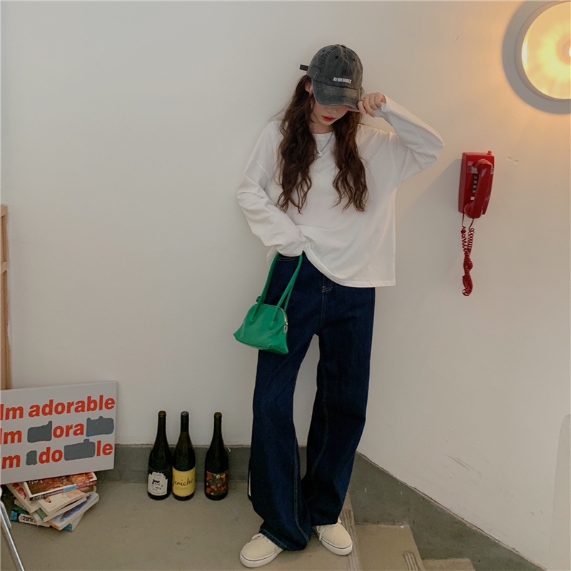 Áo thun SUXI tay dài dáng rộng in họa tiết mới thời trang cho nữ