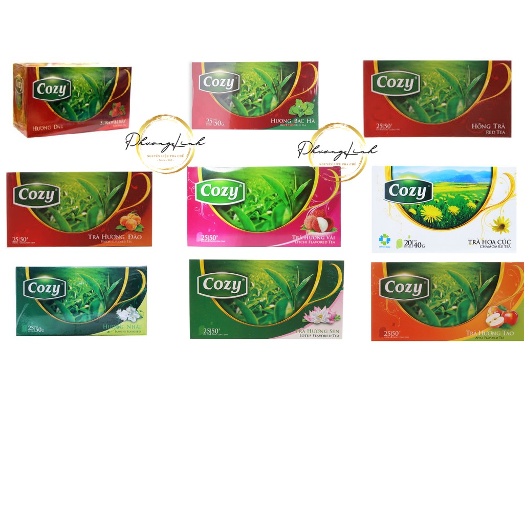 Trà Cozy Túi Lọc 2g gói hộp 25 gói Đủ Mùi
