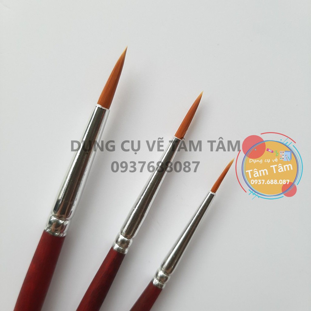 [ TÂM TÂM ]-Bộ cọ đầu tròn 3 cây mã 27-V, Paint Brush Taklon Das 27-V Round 3 Pack-