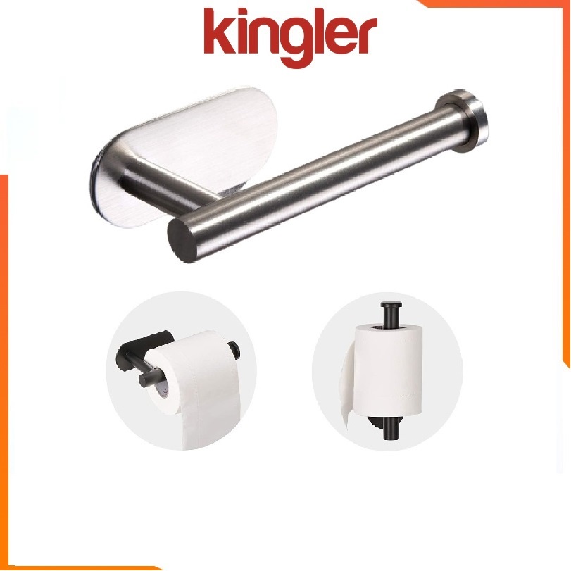 Giá - Móc Inox Treo Cuộn Giấy Vệ Sinh Trong Toilet Cao Cấp, Dán Tường Siêu Chắc, Không Khoan Tường. Kingler 4075
