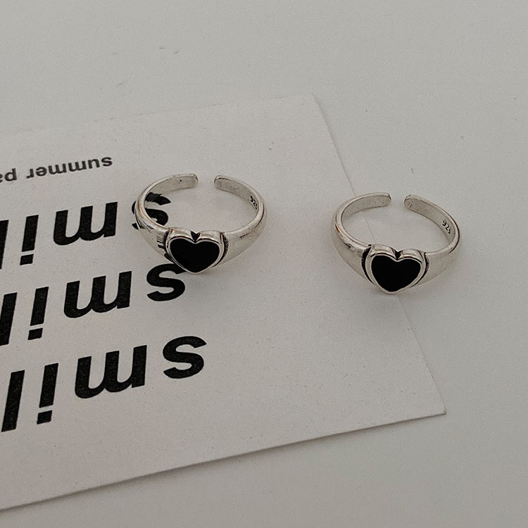 Black Love Simple Fashion Ring Accessories Open Retro