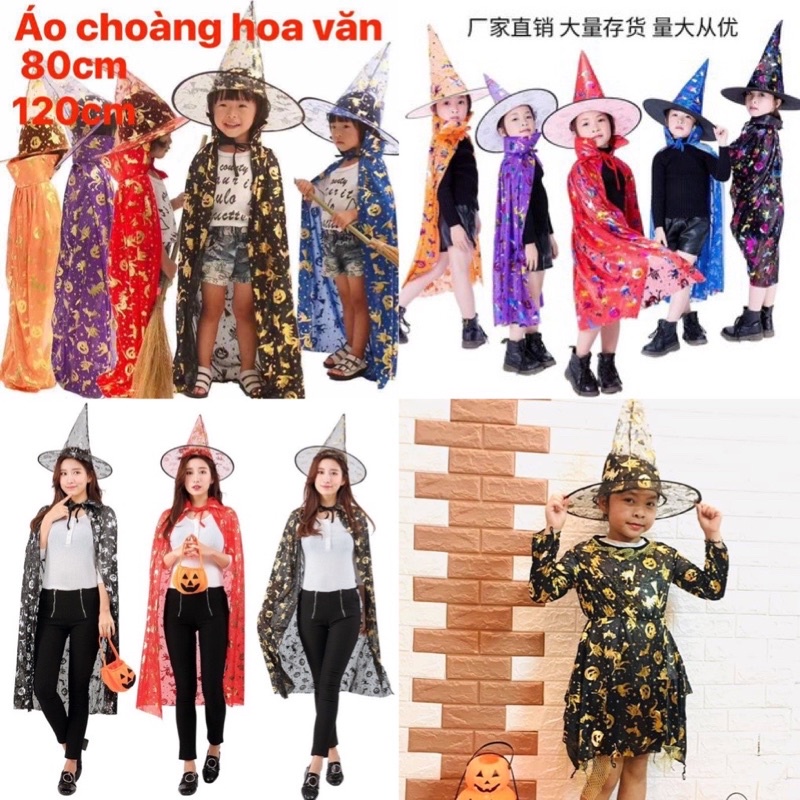 Áo choàng phù thủy kèm mũ 80-1m2 hoá trang cosplay haloween