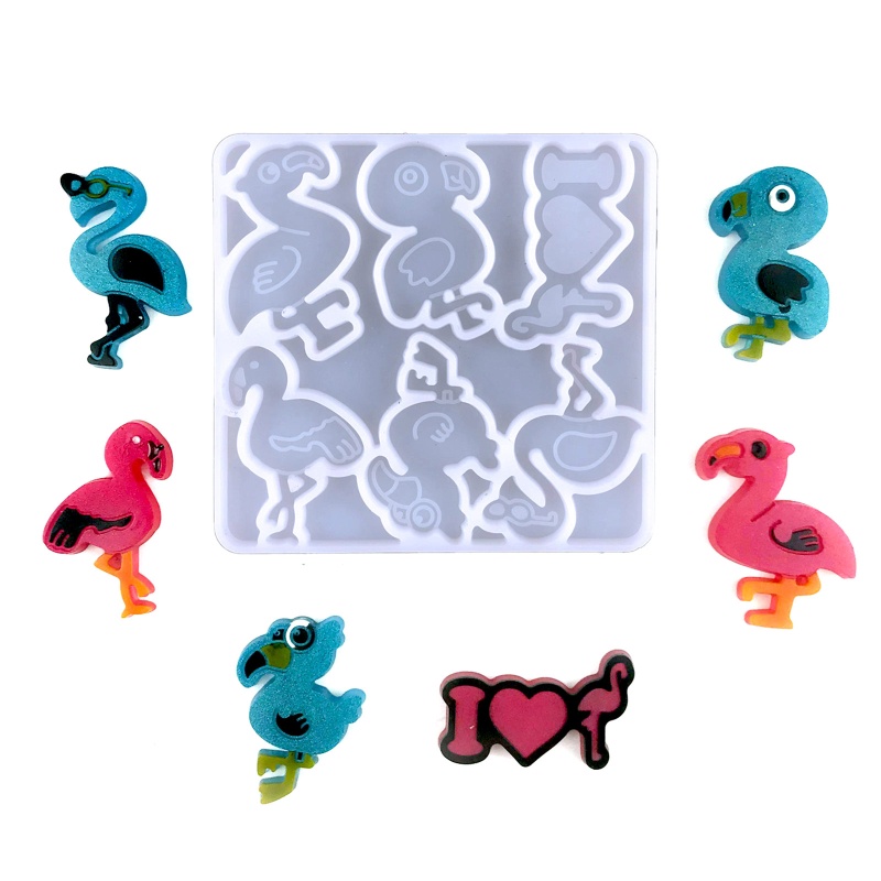 Khuôn Silicone Làm Ống Hút Hình Chim Hồng Hạc / Hoa Hướng Dương DIY