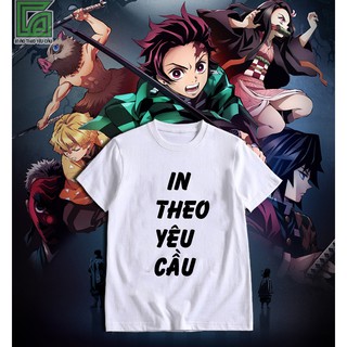 Áo thun anime Kimetsu no Yaiba in theo yêu cầu và các nhân vật Anime