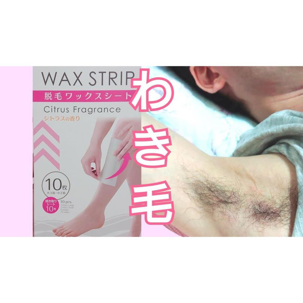 (Hộp 10 chiếc) Miếng dán loại bỏ lông tay, chân, đùi , nách , vùng kín Wax Strip Nhật Bản 10 miếng