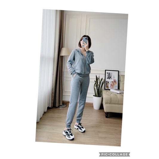 bộ nỉ bông thêu kéo khóa muji