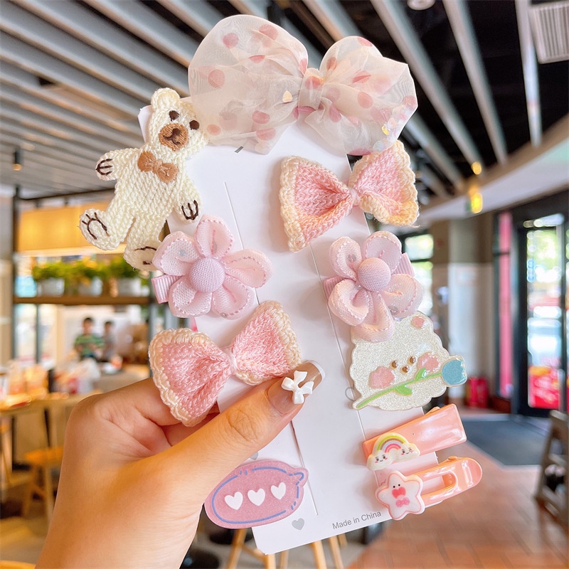 [Set 10] Kẹp tóc vải cao cấp hoạt hình nhiều kiểu xinh xắn công chúa Hàn Quốc cho bé SK3