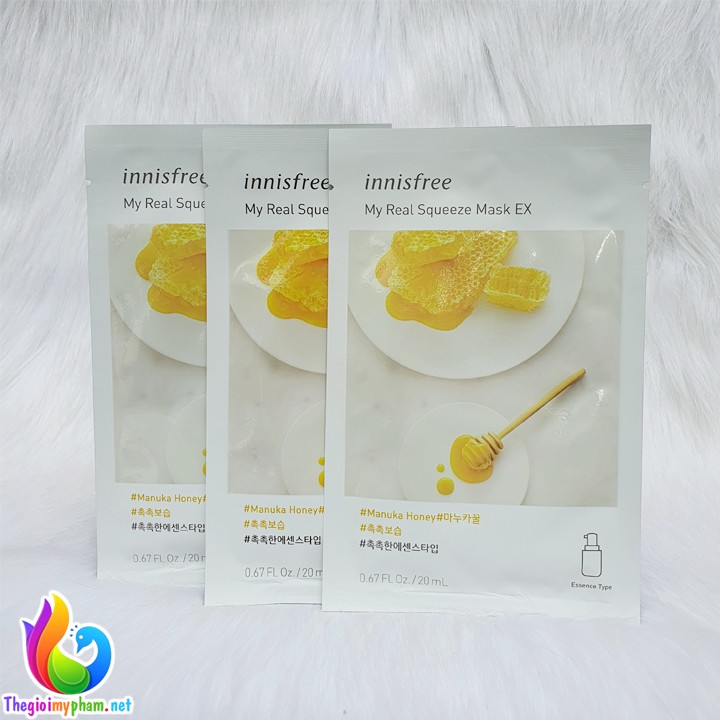 Combo 3 Mặt Nạ Giấy Innisfree Chiết Xuất Mật Ong - My Real Squeeze Mask - Honey 20ml