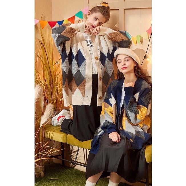 Áo len Cardigan trám phối - Xuất dư cực sang chảnh