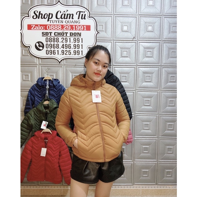 Áo phao nữ siêu nhẹ D'layla hàng Vnxk có mũ giữ âm chất phao siêu mềm