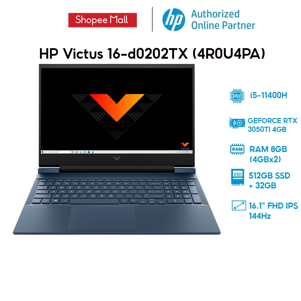 Laptop HP Victus 16-d0202TX 4R0U4PA i5-11400H | 8GB | 512GB + 32GB |RTX™ 3050Ti 4GB |144H