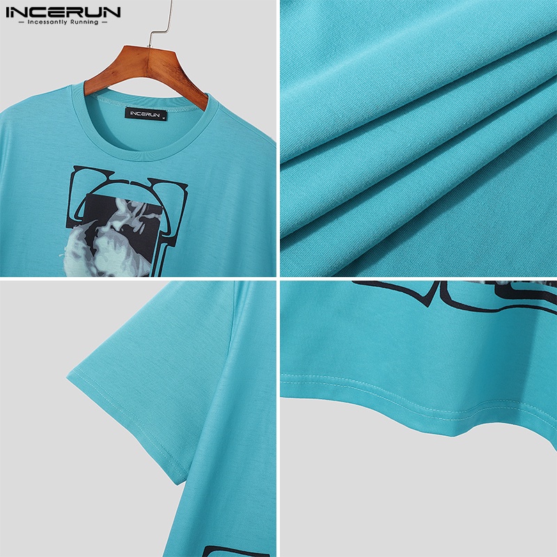 Áo sát nách Incerun tay siêu ngắn dáng rộng in hình độc lạ phong cách sành điệu cho nam