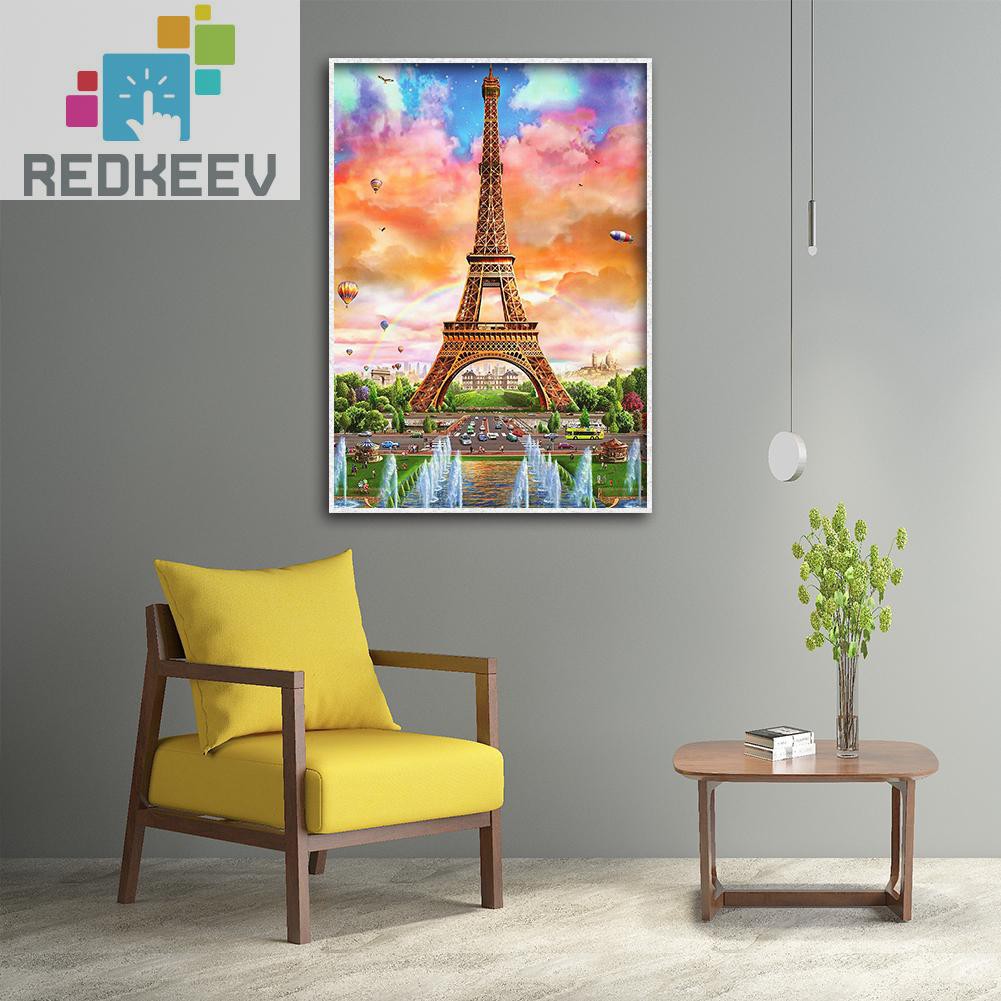 Bộ Tranh Đính Đá 1.13 Tự Làm Hình Tháp Eiffel Độc Đáo