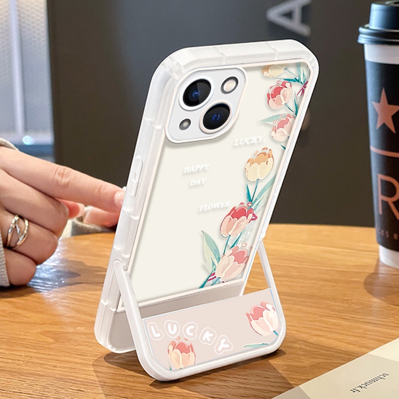 Ốp Điện Thoại Silicone Mềm Trong Suốt In Hoa Tulip Cho IPhone 12 13 Pro Max SE 2020 6 6S 7 8 Plus X XS XR Max 11 Pro Max Đứng