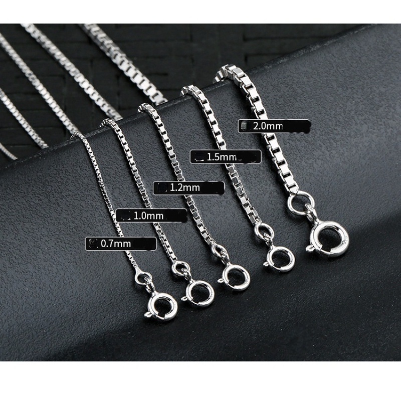 925 Bạc Chuỗi dài Cặp đôi Vòng cổ Chuỗi hộp 2.0mm Phụ nữ Trang sức Nam, Chiều dài khác nhau Món quà trang sức Unisex