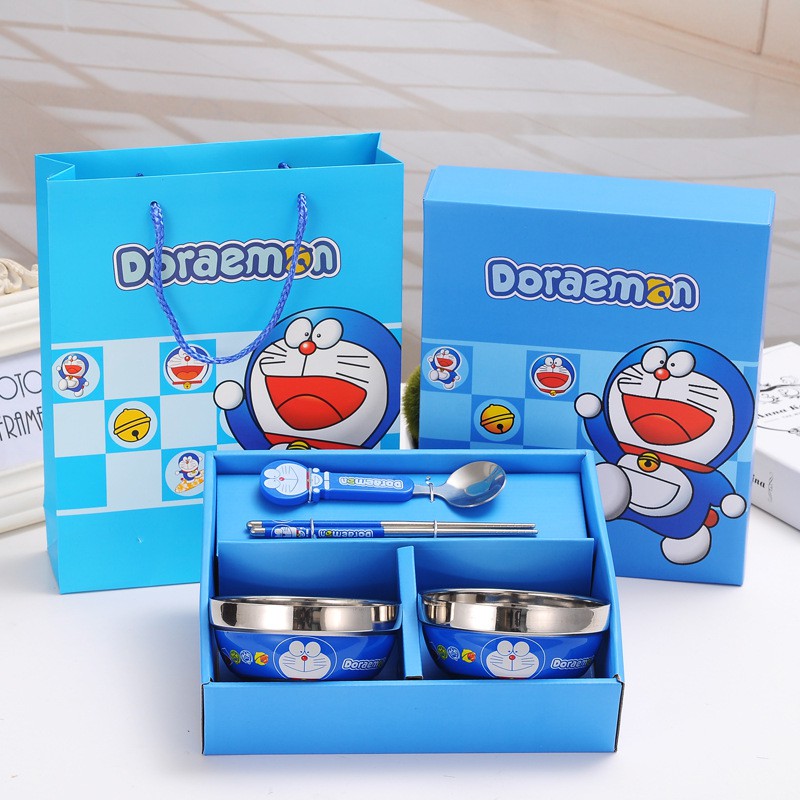 Bộ bát ăn dặm doremon và kitty cho bé