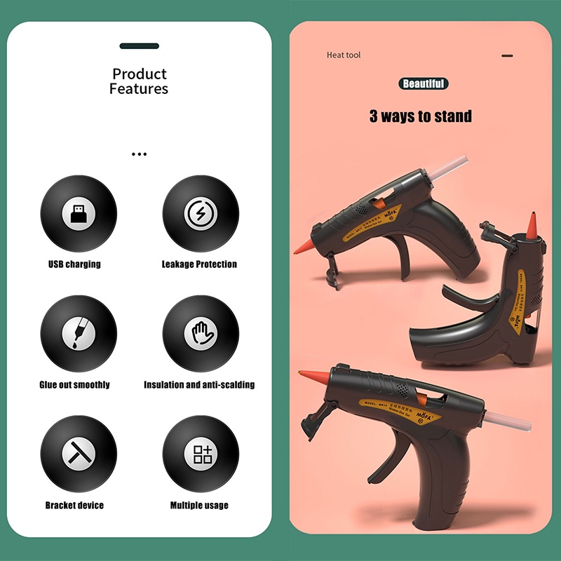 Súng Bắn Keo Nóng Chảy Pin Lithium 3.7V Không Dây Sạc USB 7mm Dùng Sửa Chữa Đồ Thủ Công DIY