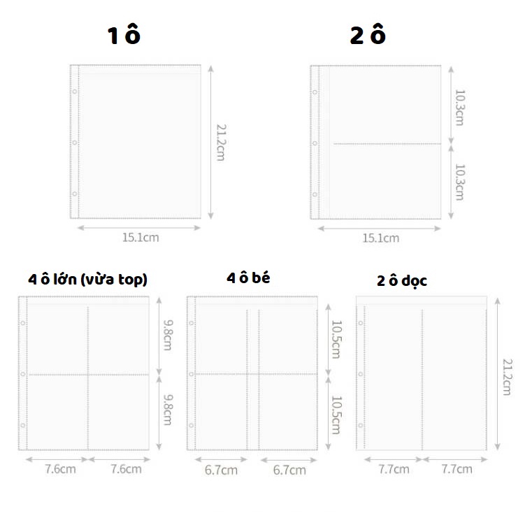 Trang lẻ đựng ảnh A5 3 còng - Sheet pp thường A5 3 còng