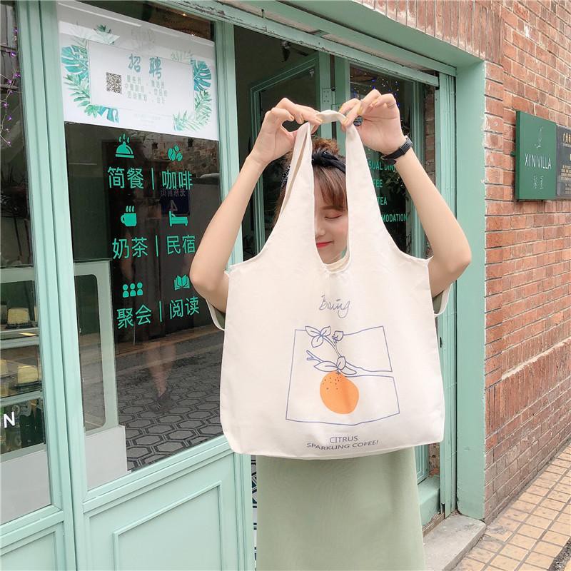 [SALE SỐC]Túi tote nữ thời trang Hazin vải canvas chất lượng cao,đi làm,đi học kiểu mới quả cam, quả đào HZ 21