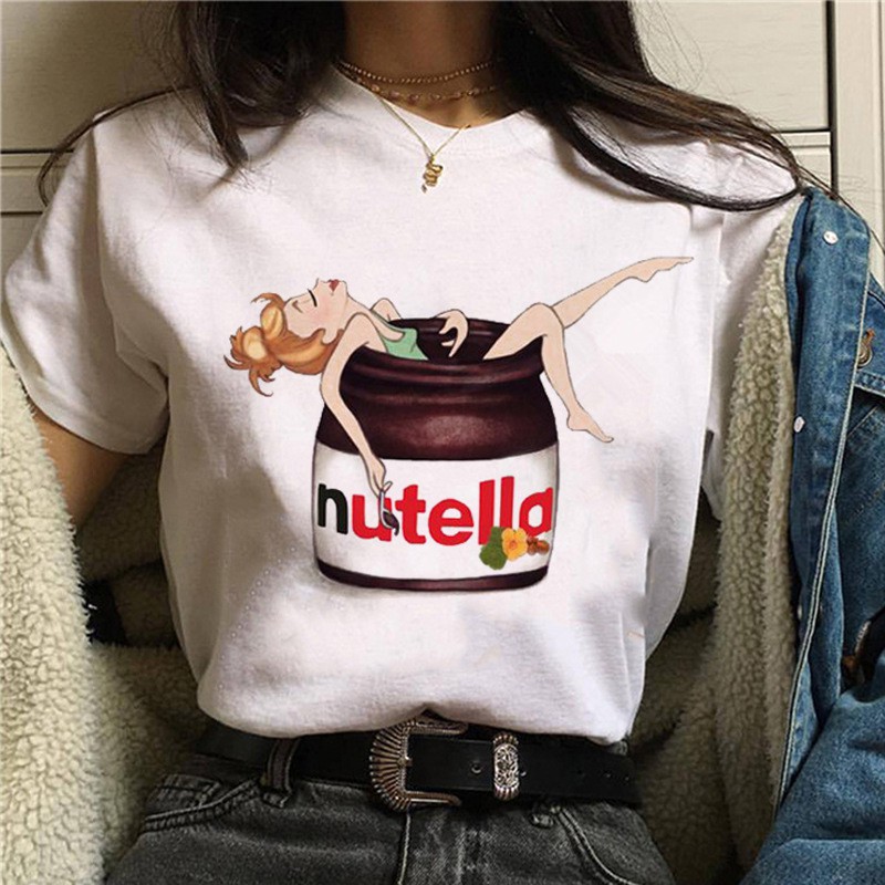 TUMBLR Áo Thun Nữ Tay Ngắn In Chữ Nutella Princess Vui Nhộn Thời Trang Mùa Hè 2020