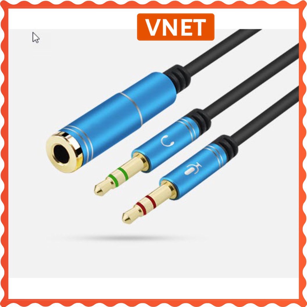 Dây chia loa mic 1 ra 2 dây gộp loa mic tai nghe 2 vào 1 jack 3.5mm dây đẹp tín hiệu tốt VNET
